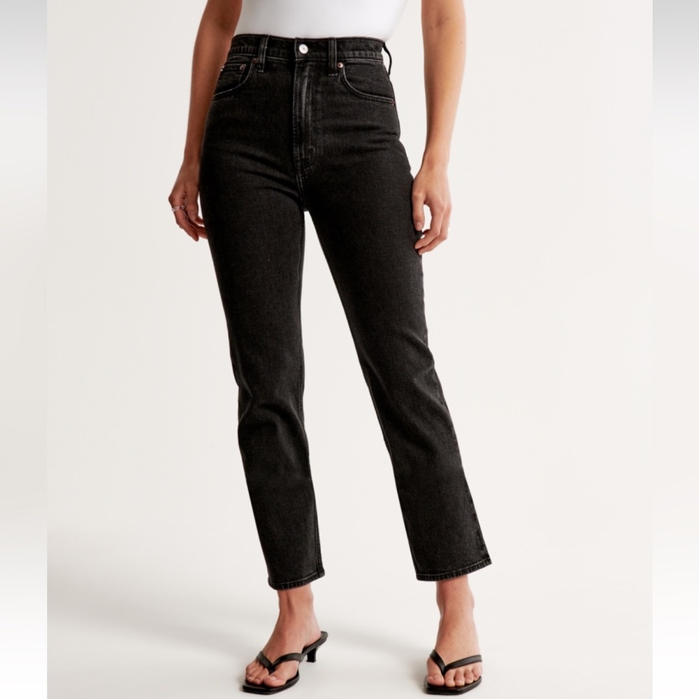 Abercrombie & Fitch High Rise Ankle Straight black Jeans